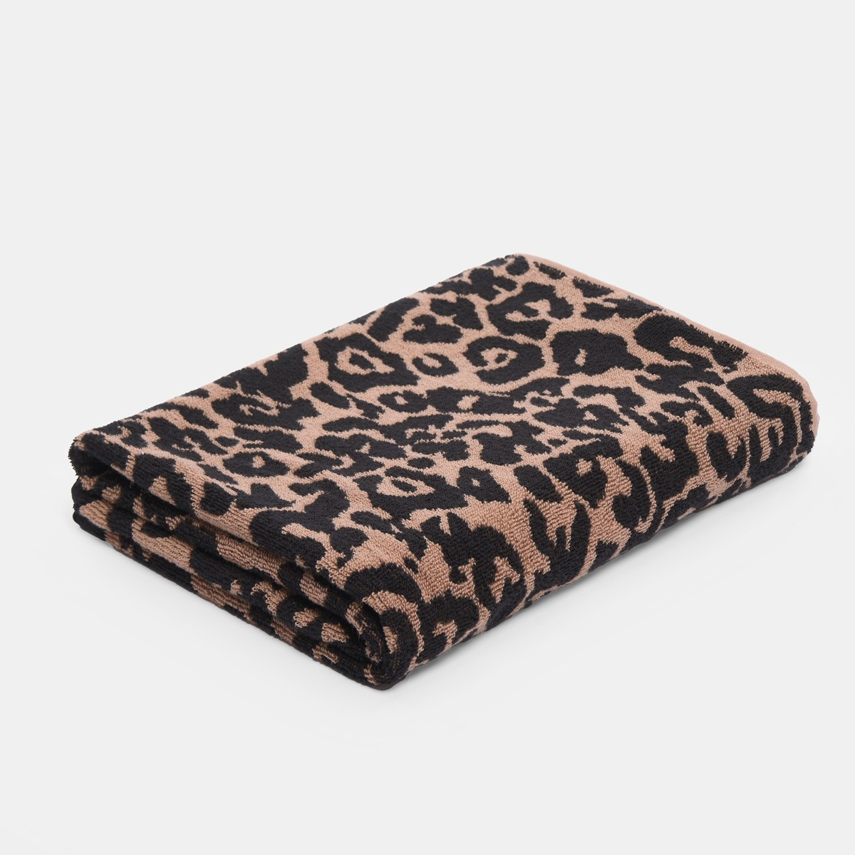 OHS 100% Cotton Jacquard Leopard Hand Towel - Natural>