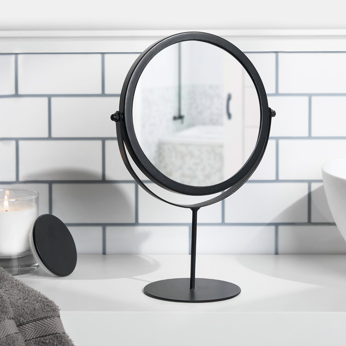 OHS Bathroom Swing Mirror - Black>