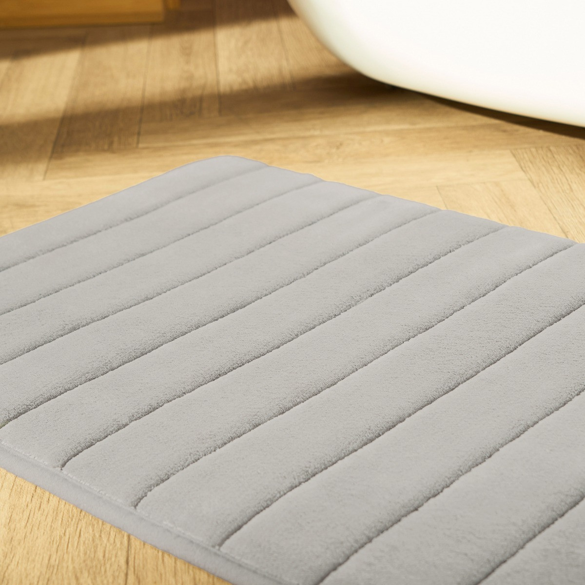 OHS Thick Ribbed Foam Bath Mat - Grey>
