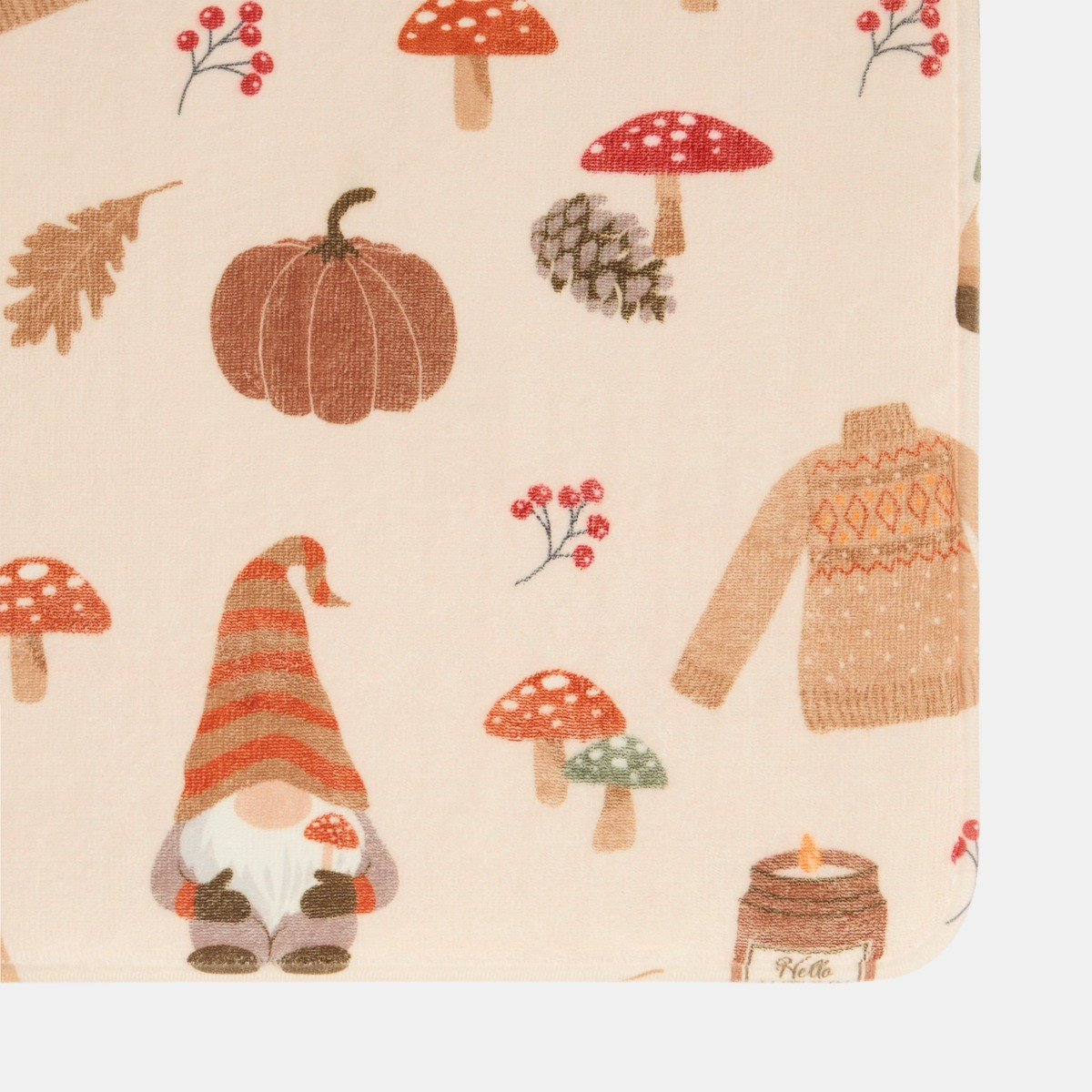OHS Autumnal Gonk Print Foam Bath Mat - Natural>