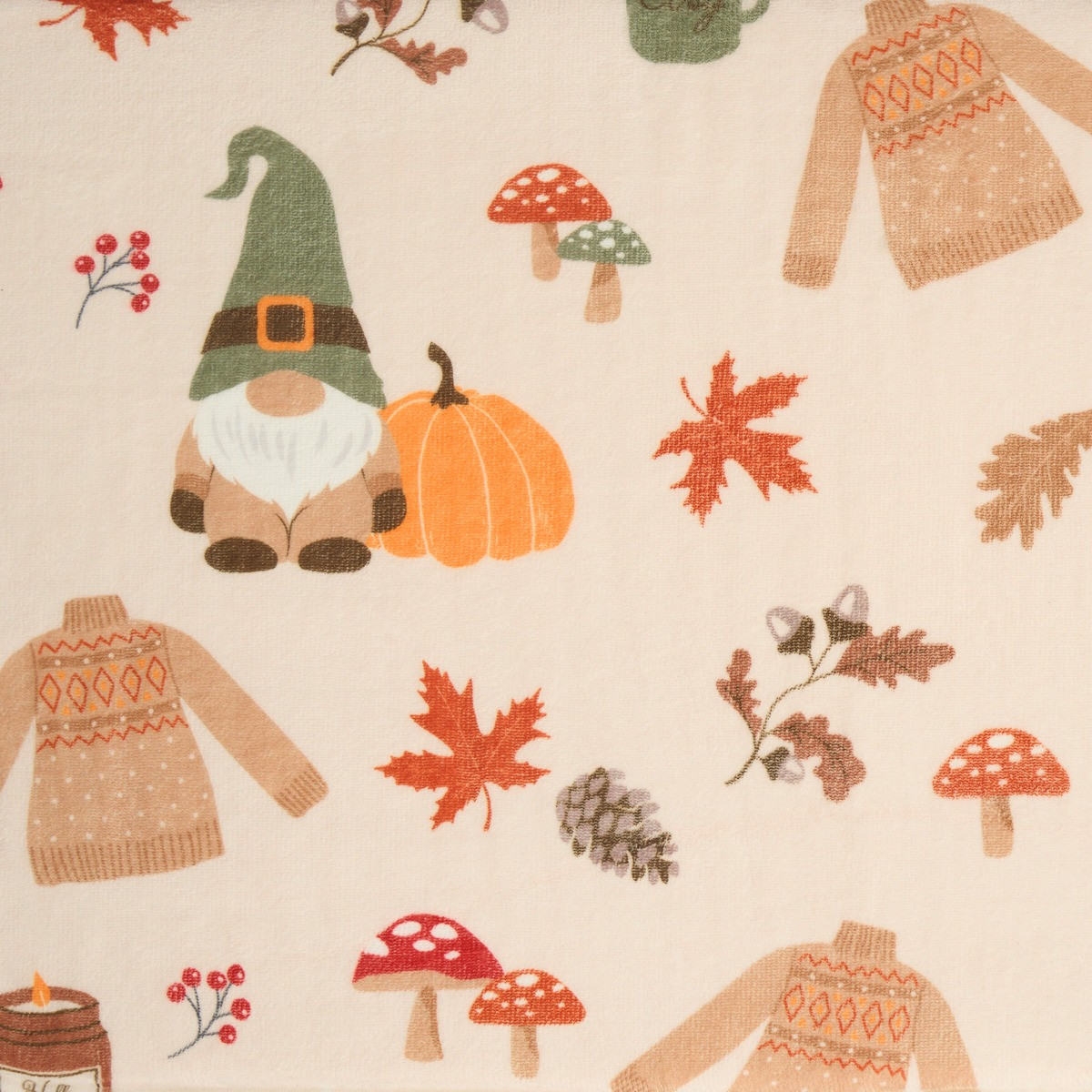 OHS Autumnal Gonk Print Foam Bath Mat - Natural>