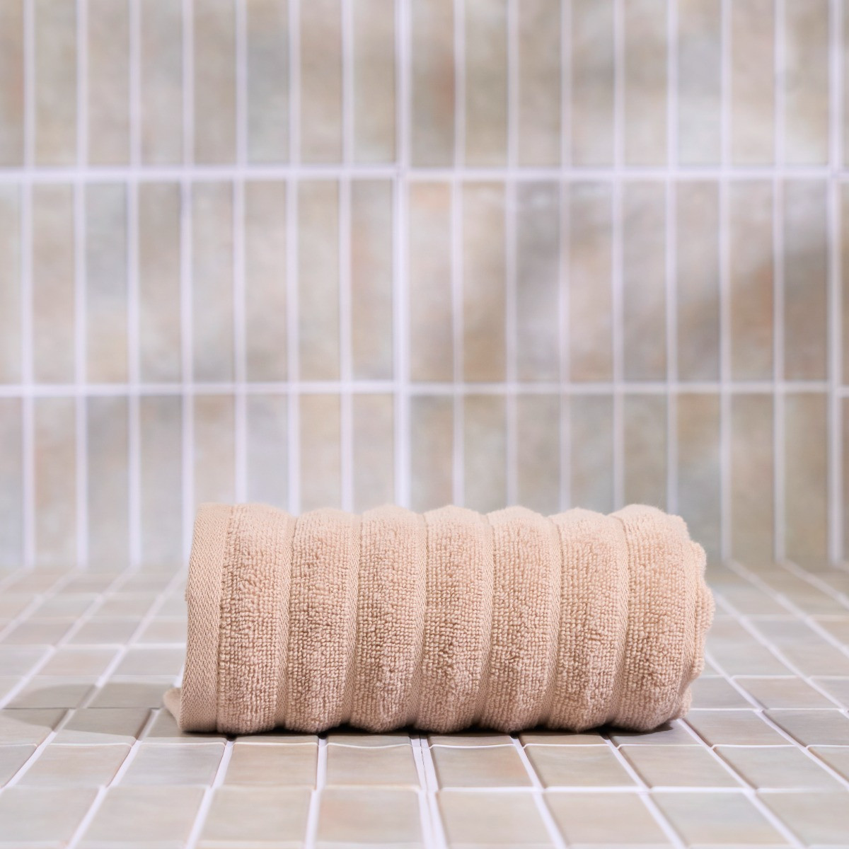 OHS 100% Cotton Ribbed Textured Towel - Natural>