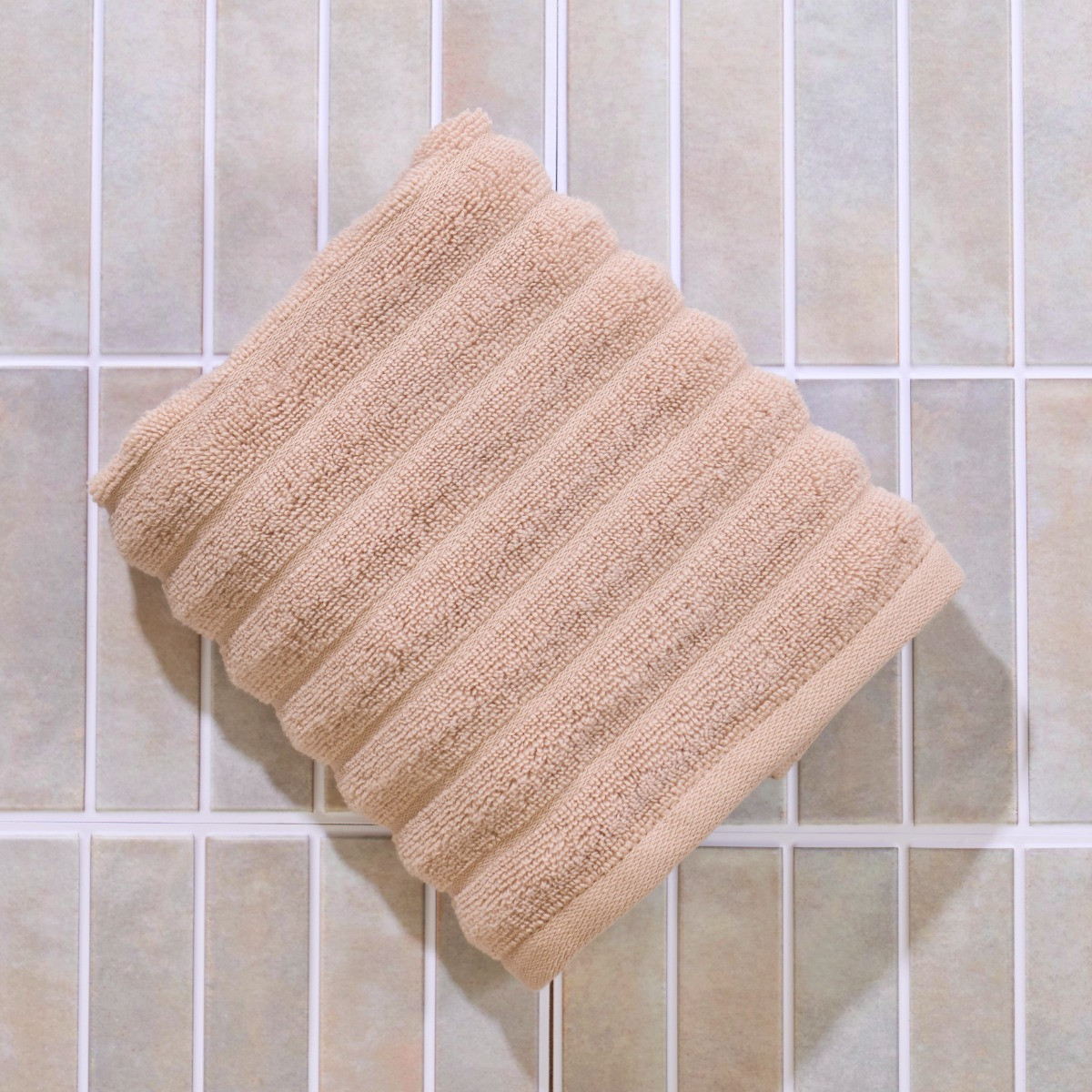 OHS 100% Cotton Ribbed Textured Towel - Natural>