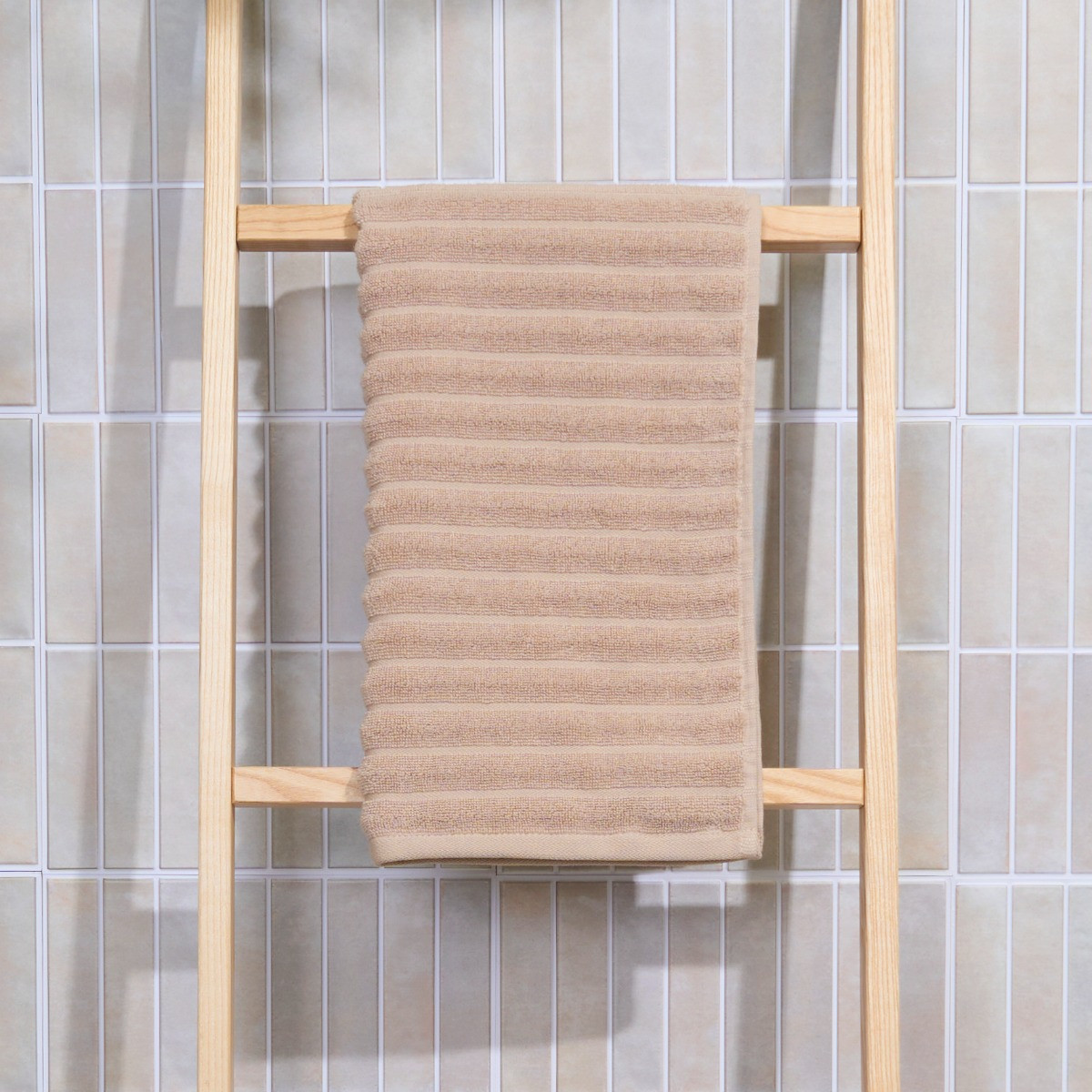 OHS 100% Cotton Ribbed Textured Towel - Natural>