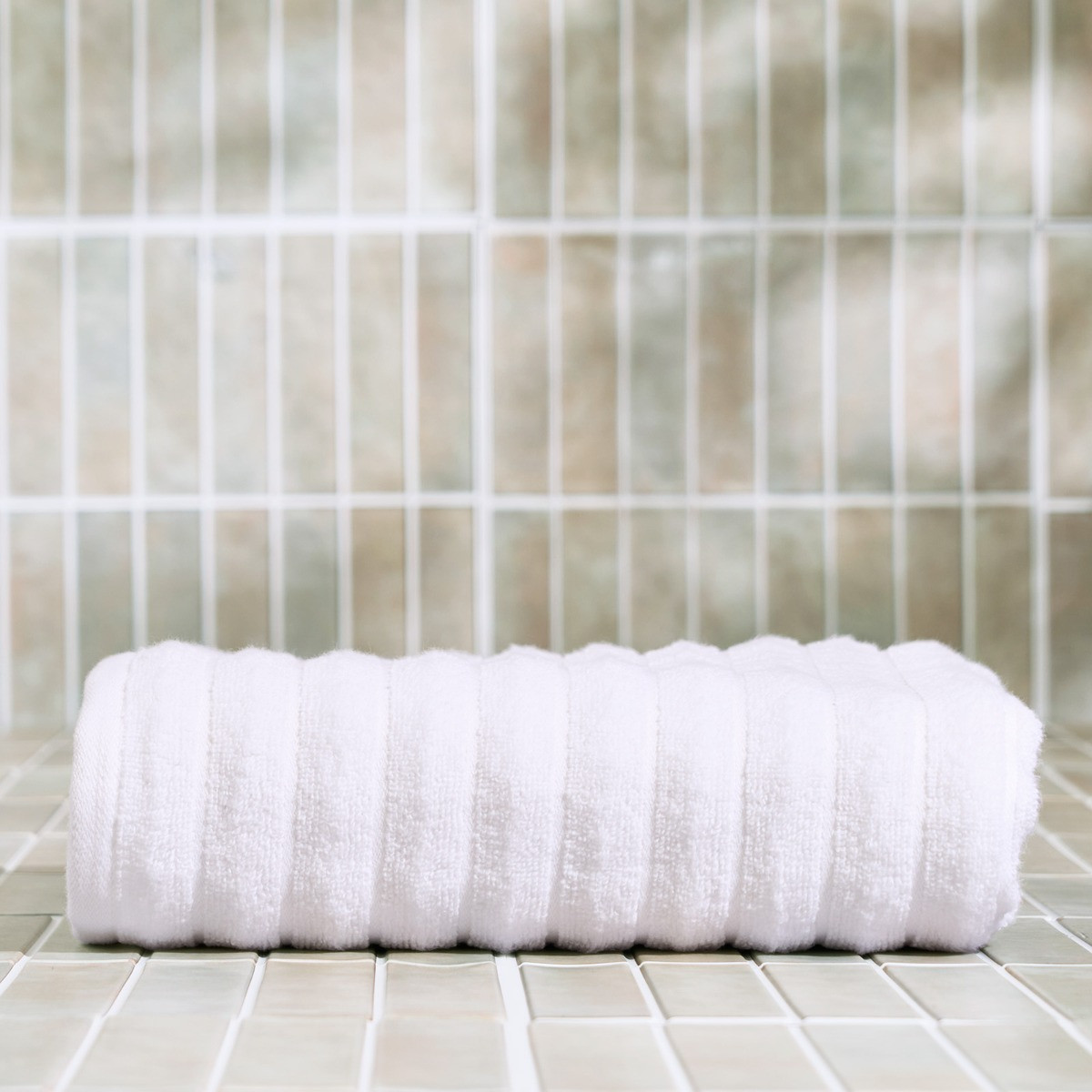 OHS 100% Cotton Ribbed Textured Towel - White>