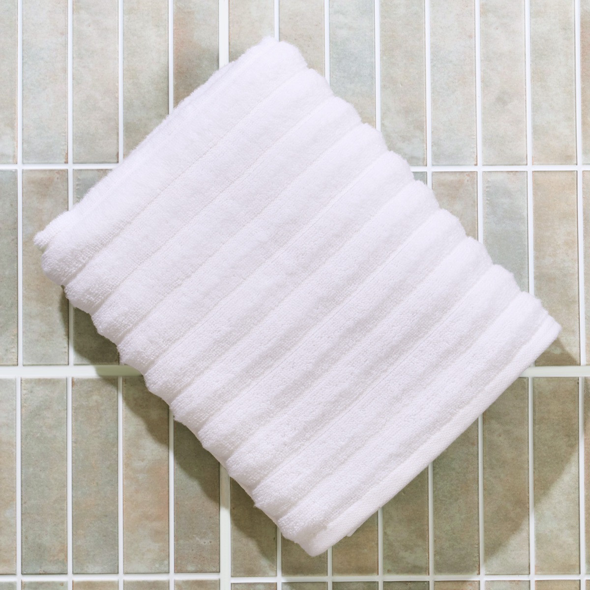 OHS 100% Cotton Ribbed Textured Bath Towel - White>
