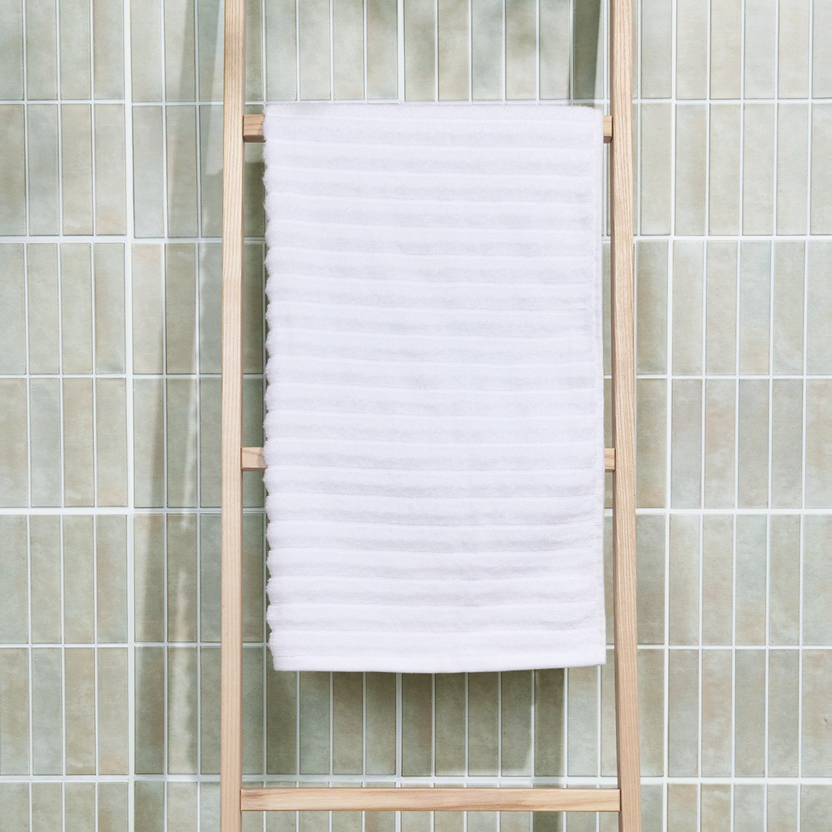 OHS 100% Cotton Ribbed Textured Towel - White>