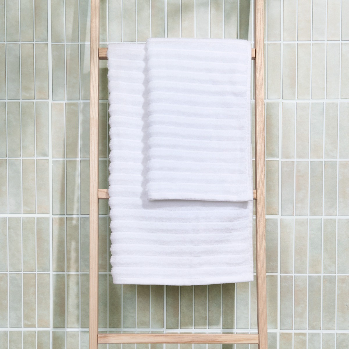 OHS 100% Cotton Ribbed Textured Towel - White>