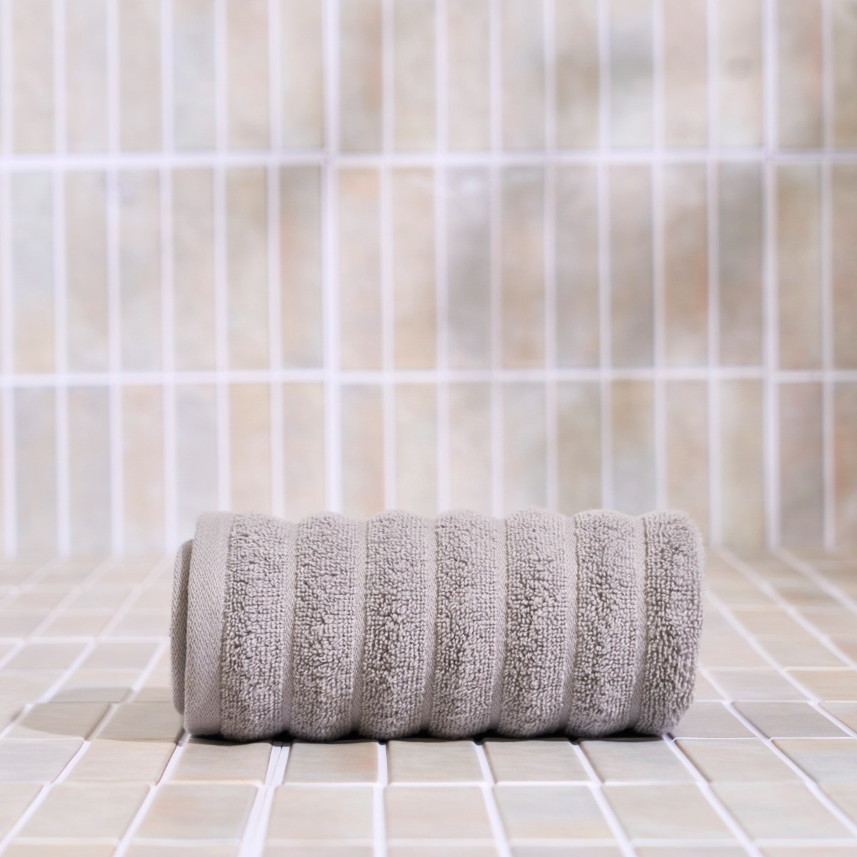 OHS 100% Cotton Ribbed Textured Towel - Grey>