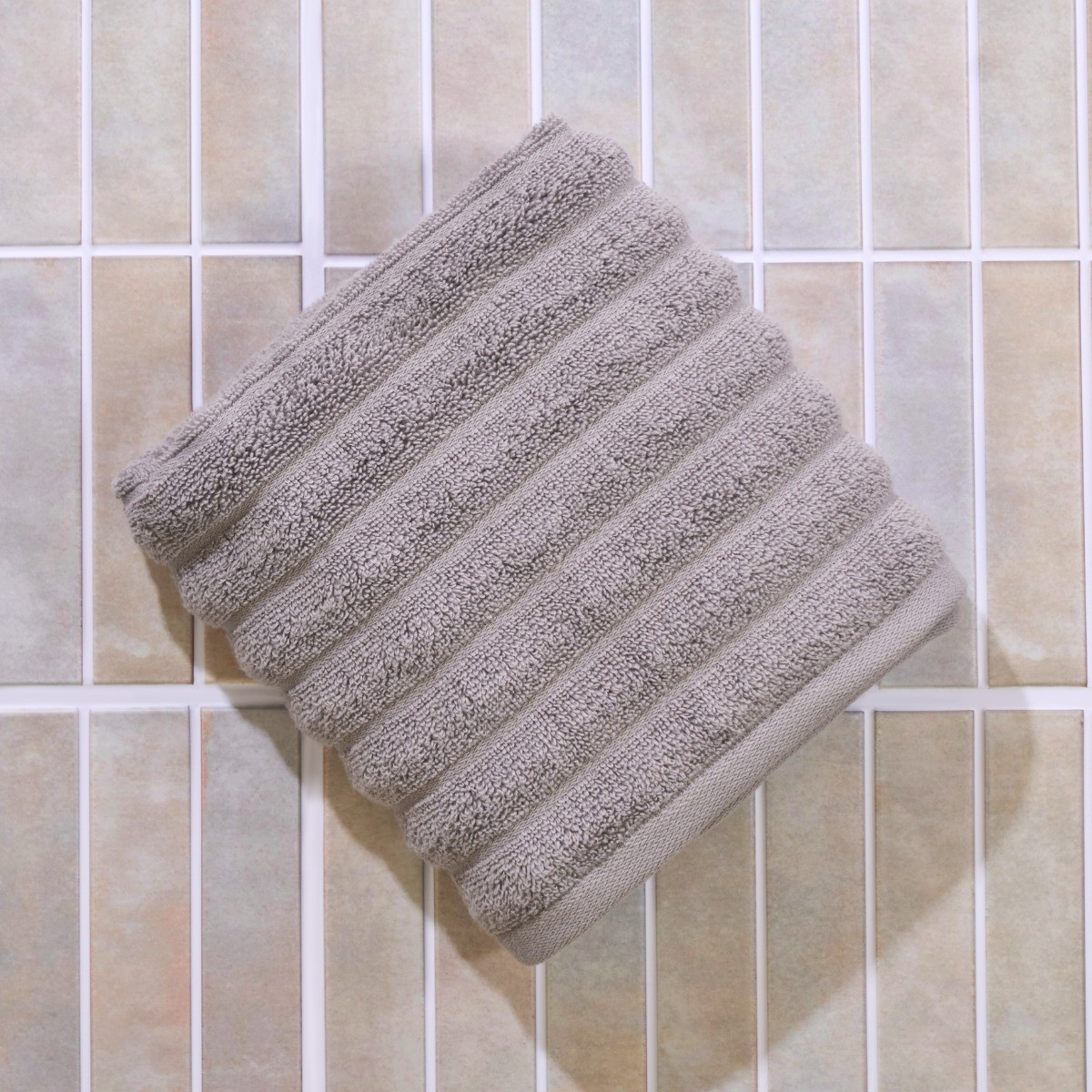 OHS 100% Cotton Ribbed Textured Hand Towel - Grey>