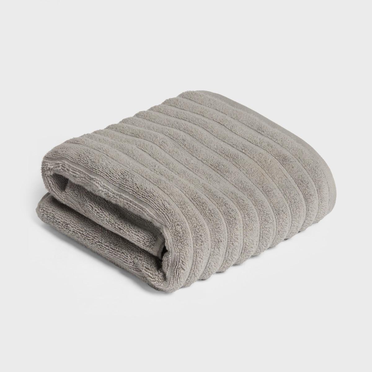 OHS 100% Cotton Ribbed Textured Bath Towel - Grey>