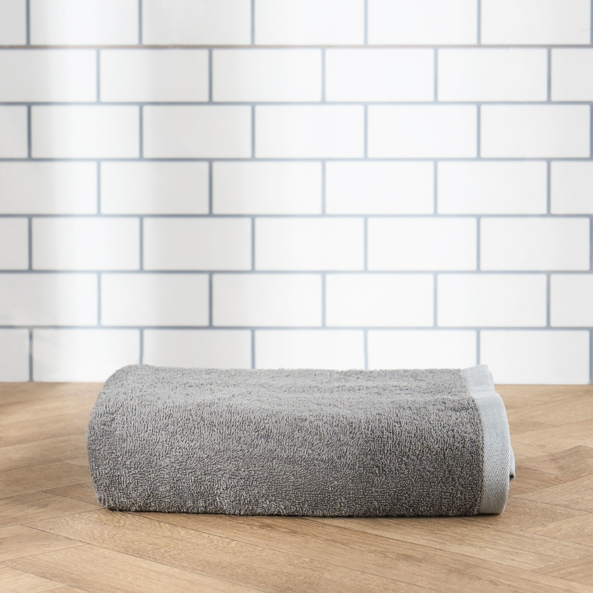 OHS 100% Cotton Border Trim Towel - Charcoal/Silver>