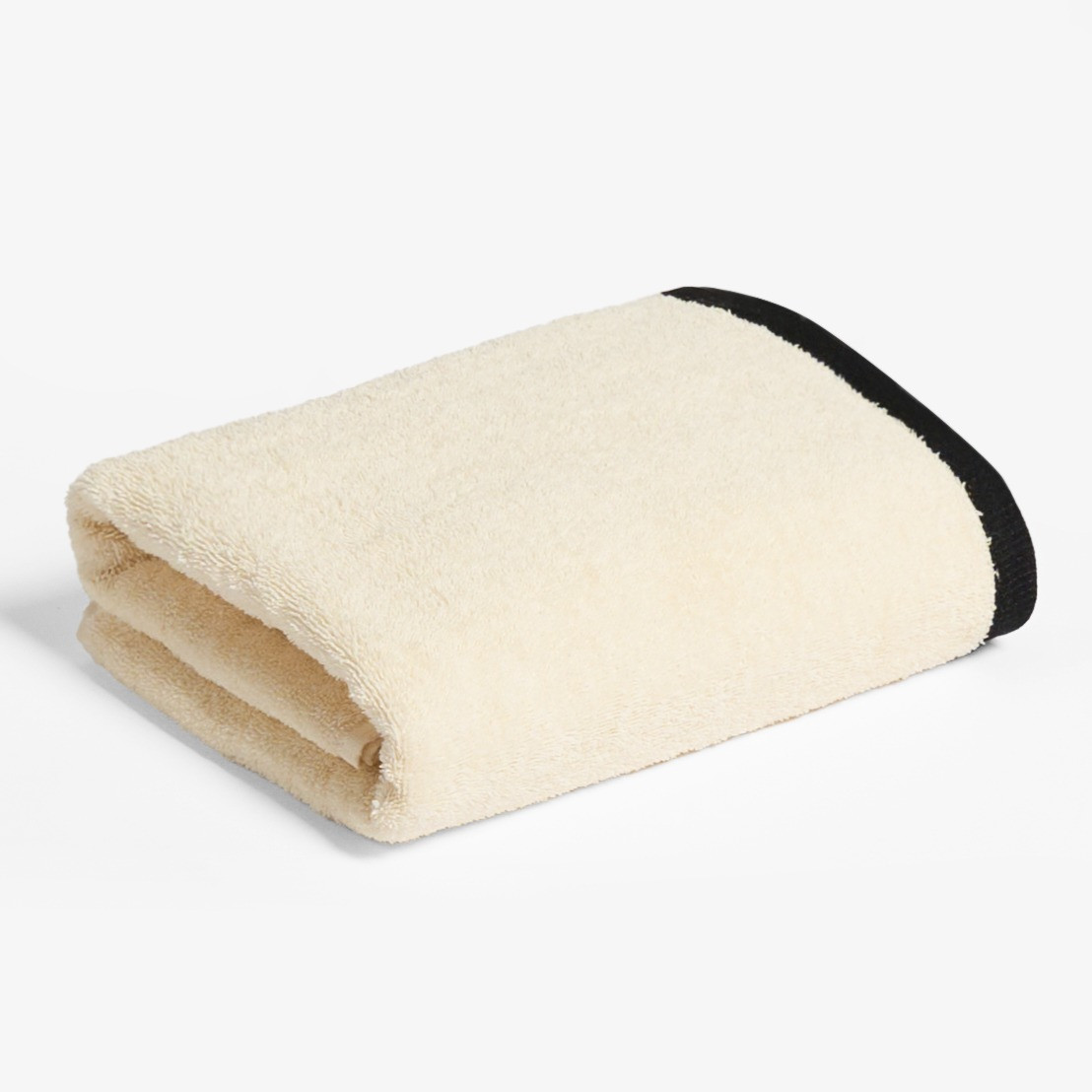 OHS 100% Cotton Border Trim Bath Towel - Cream/Black>