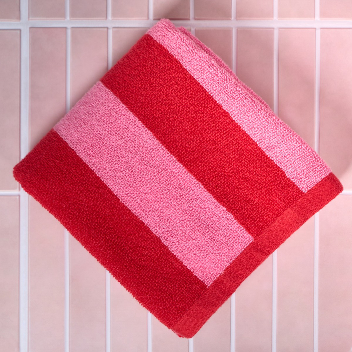 OHS 100% Cotton Jacquard Striped Hand Towel - Pink/Red>