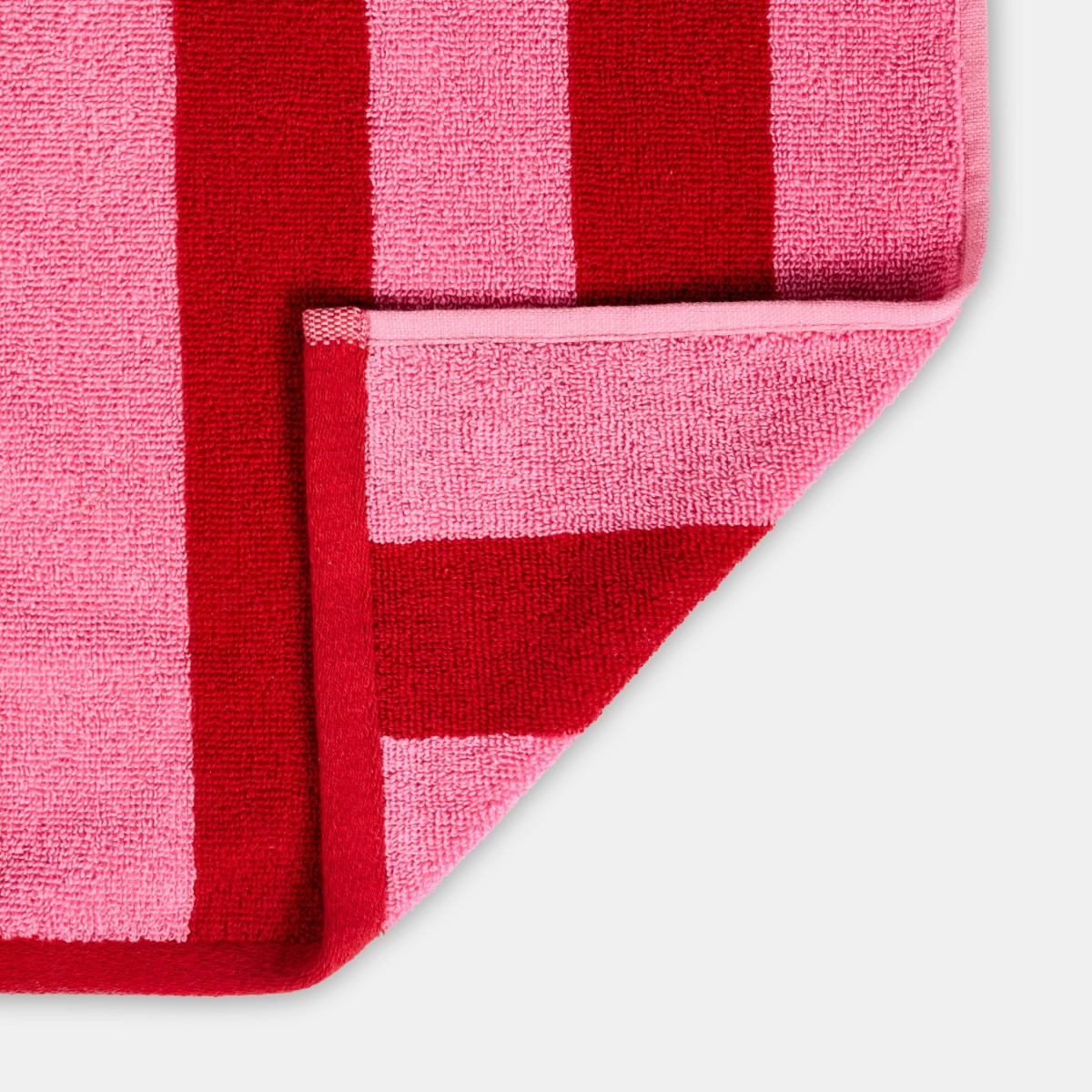 OHS 100% Cotton Jacquard Striped Bath Towel - Pink/Red>