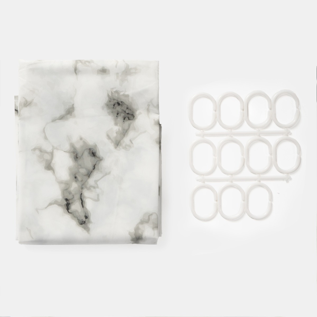 OHS Marble Shower Curtain - Grey/White>