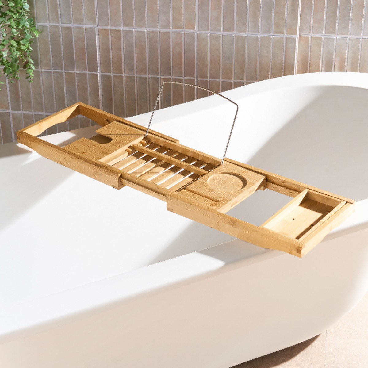 OHS Wooden Extendable Bath Rack - Natural>