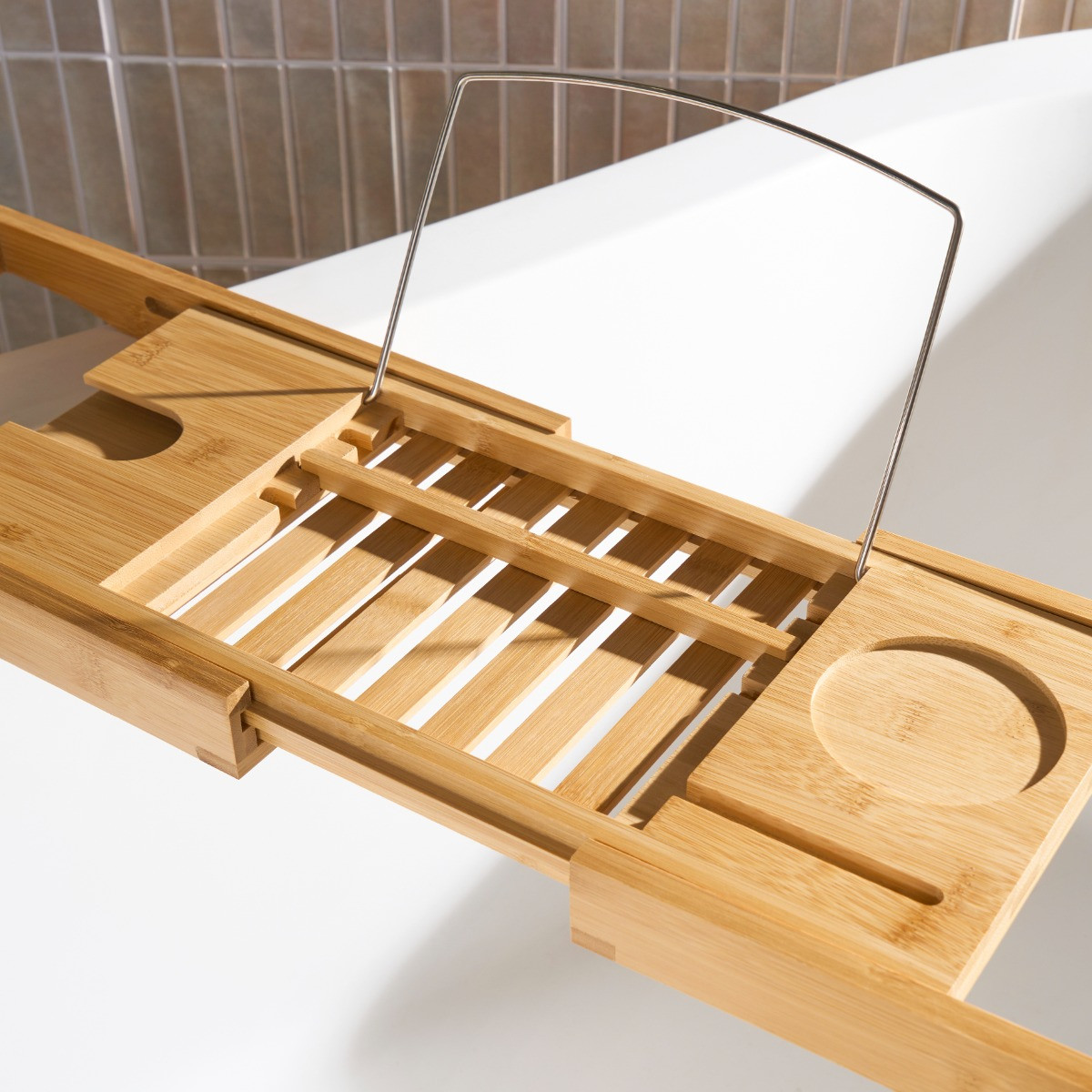 OHS Wooden Extendable Bath Rack - Natural>