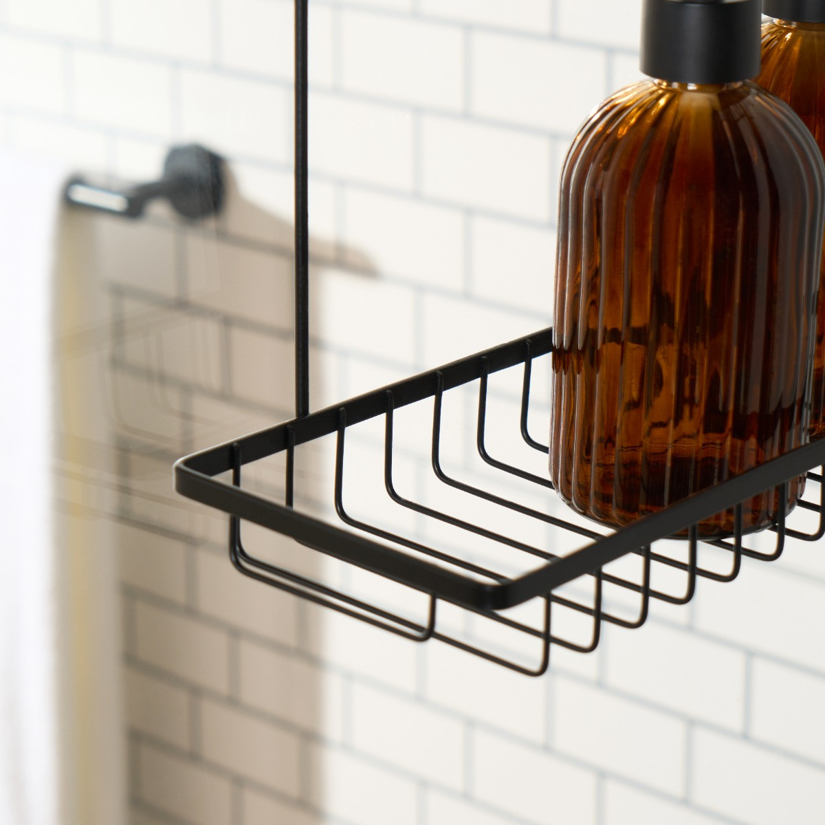 OHS Over The Door Double Shower Caddy - Black>