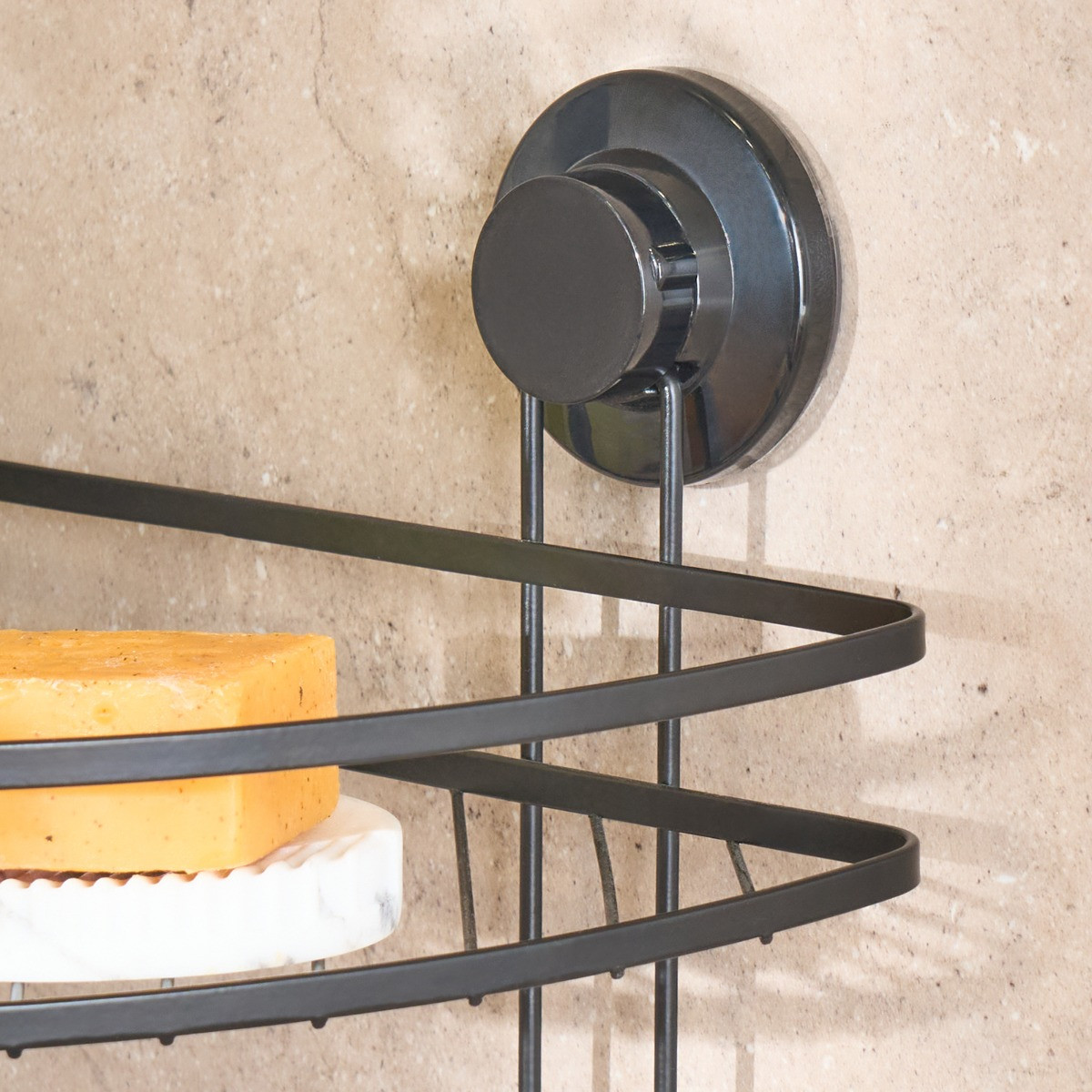 OHS 2-Tier Corner Suction Shower Caddy - Black>