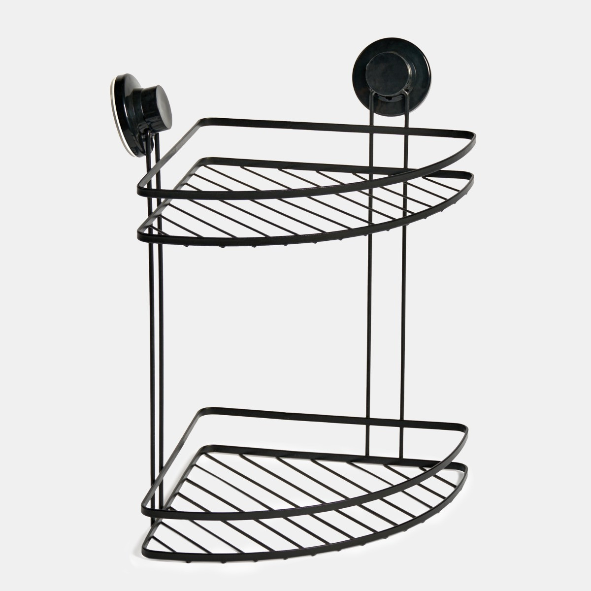 OHS 2-Tier Corner Suction Shower Caddy - Black>