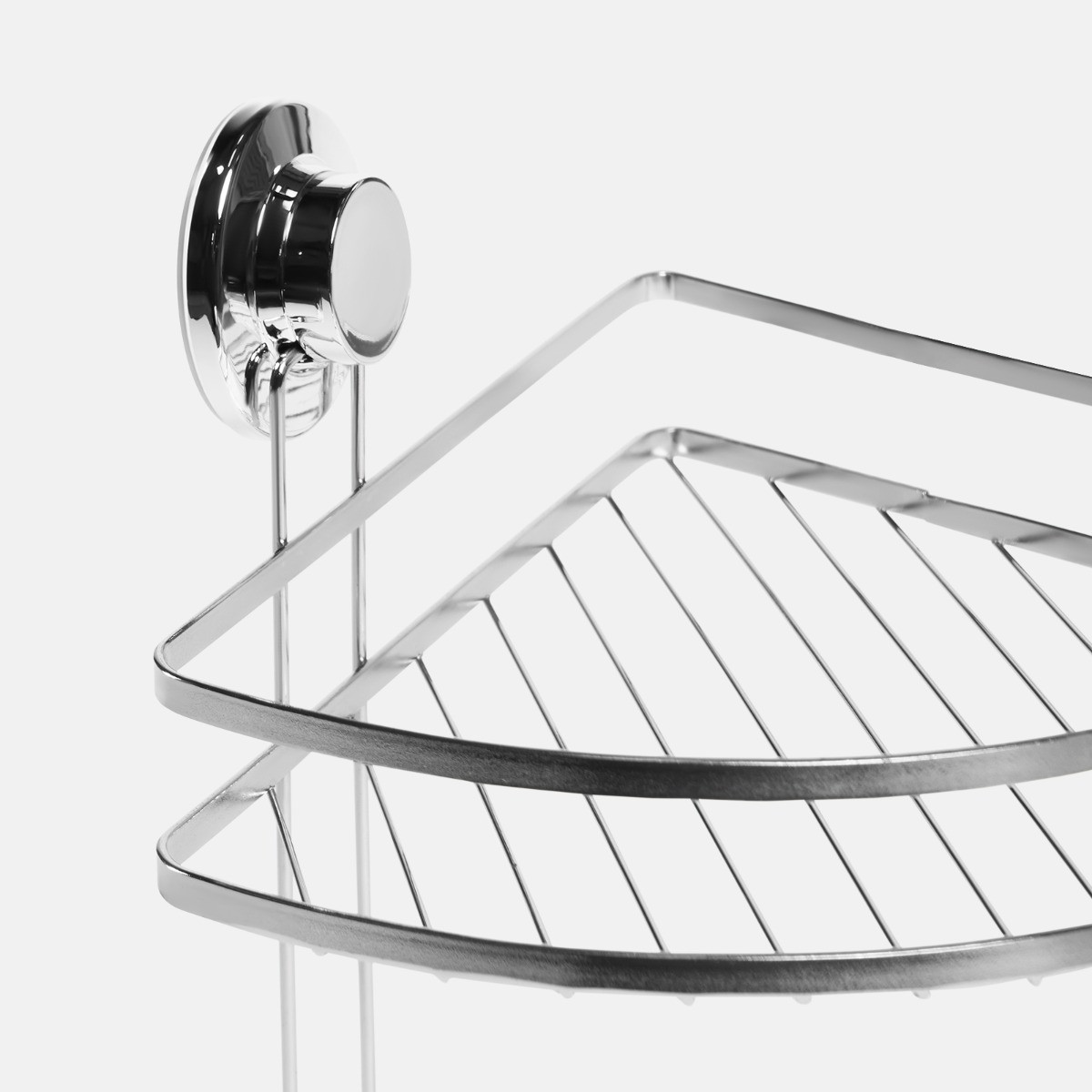 OHS 2-Tier Corner Suction Shower Caddy - Silver>