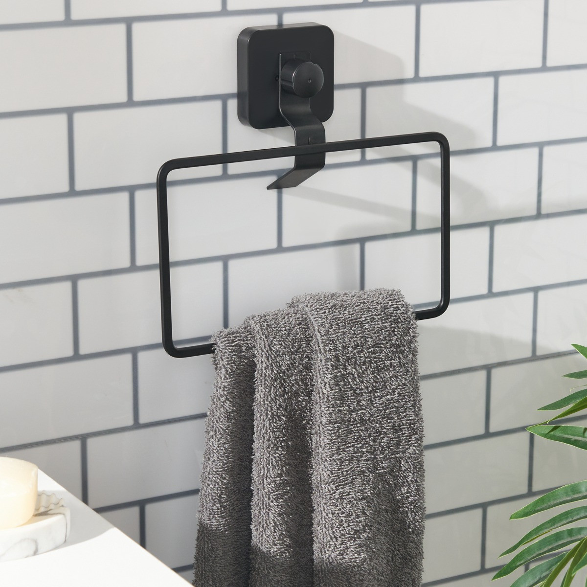 OHS Suction Towel Ring - Black>