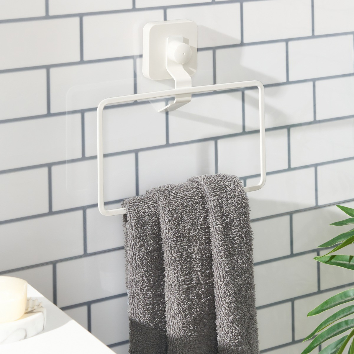 OHS Suction Towel Ring - White>
