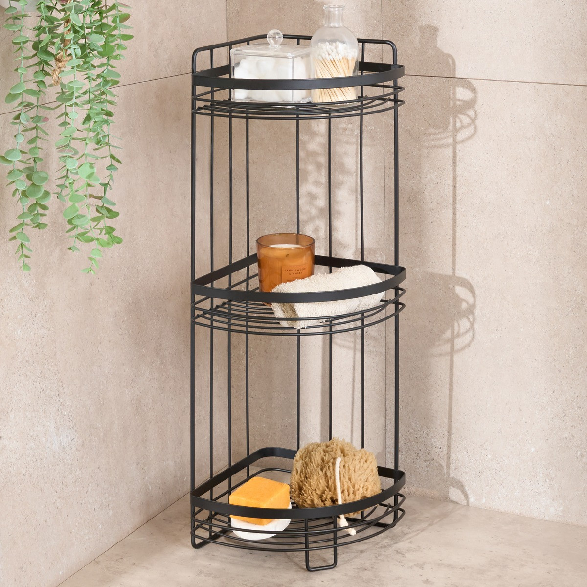OHS Wire Corner 3-Tier Bathroom Caddy - Black>