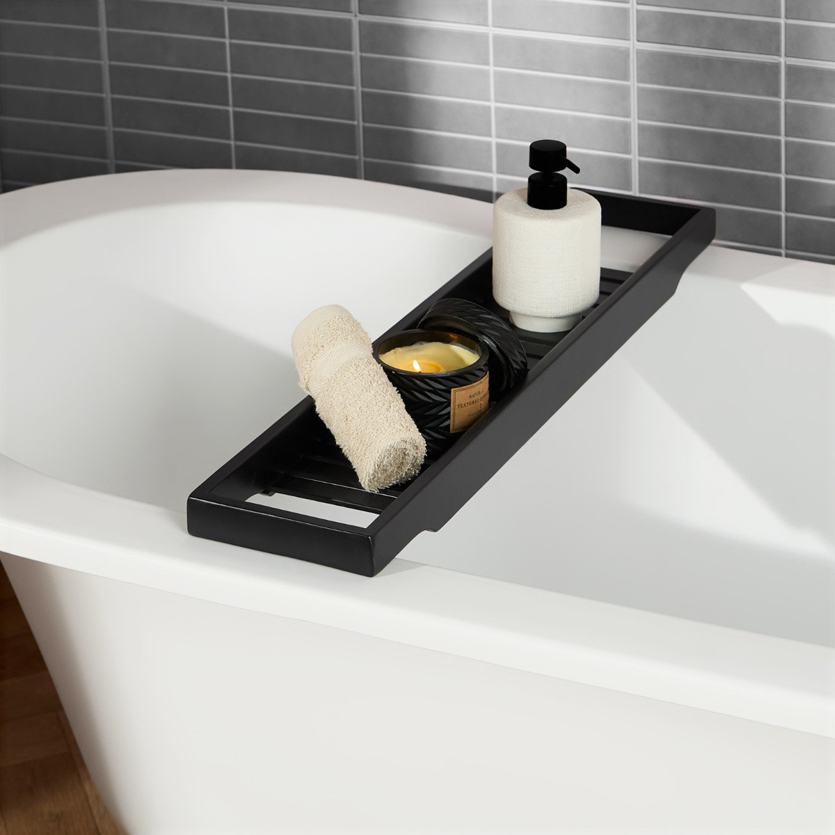 OHS Bamboo Bath Rack - Black>