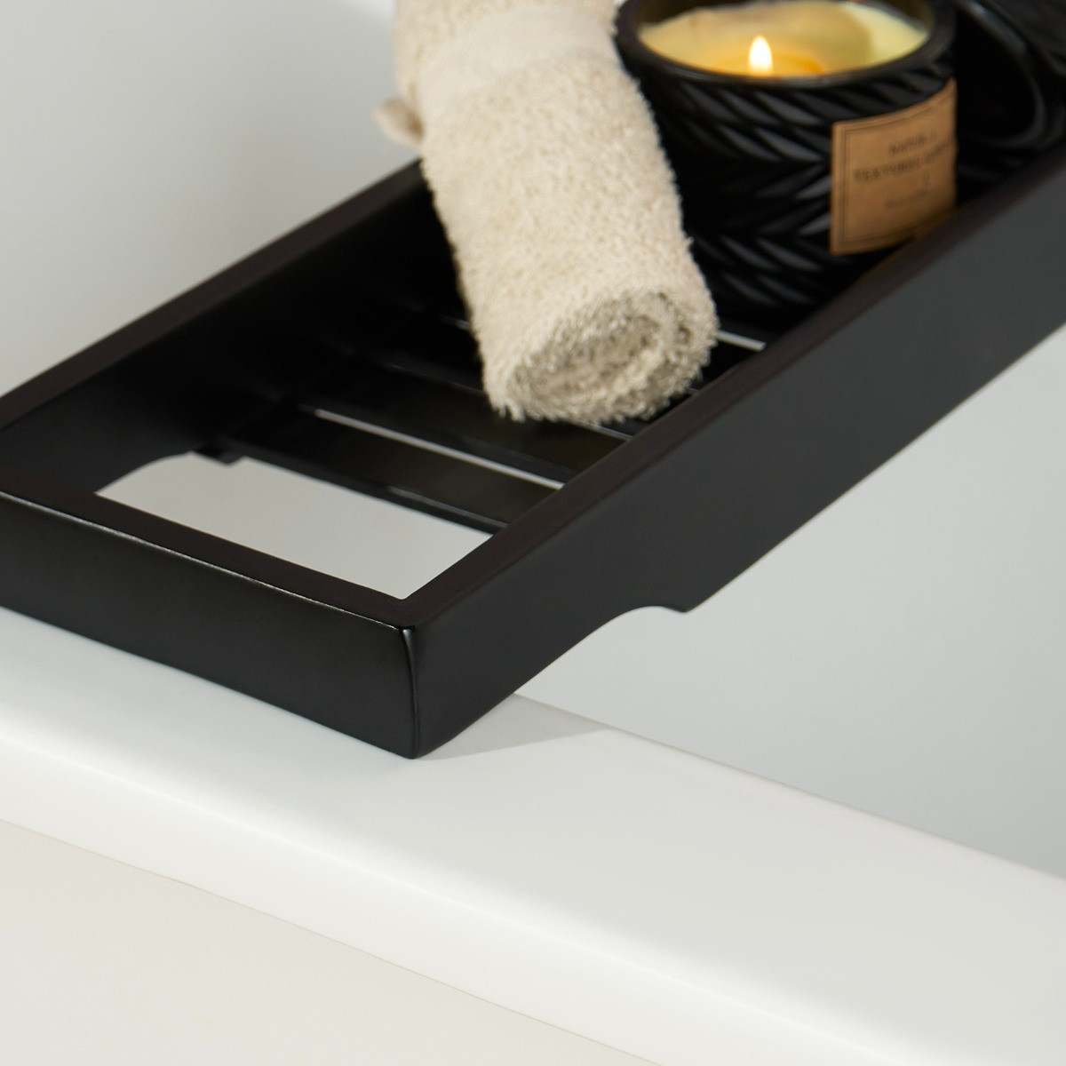 OHS Bamboo Bath Rack - Black>