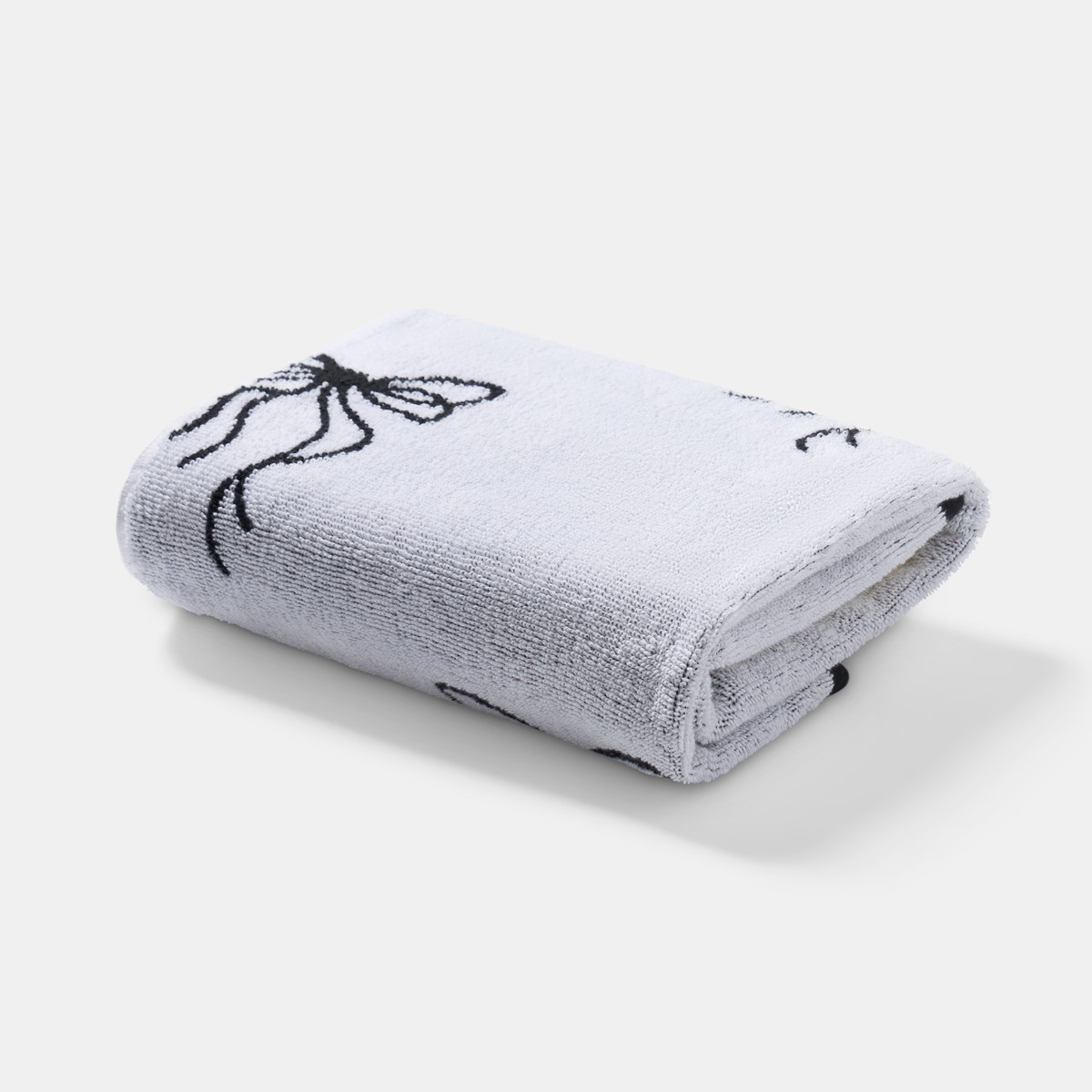 OHS 100% Cotton Bow Print Hand Towel - Monochrome>