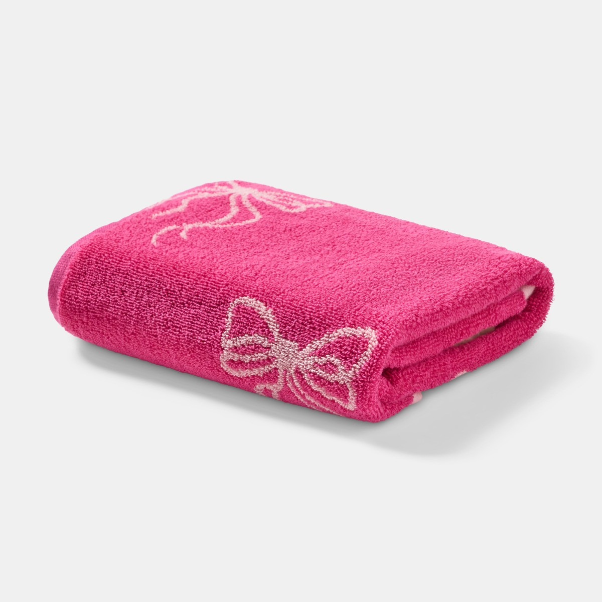 OHS 100% Cotton Bow Print Hand Towel - Pink>