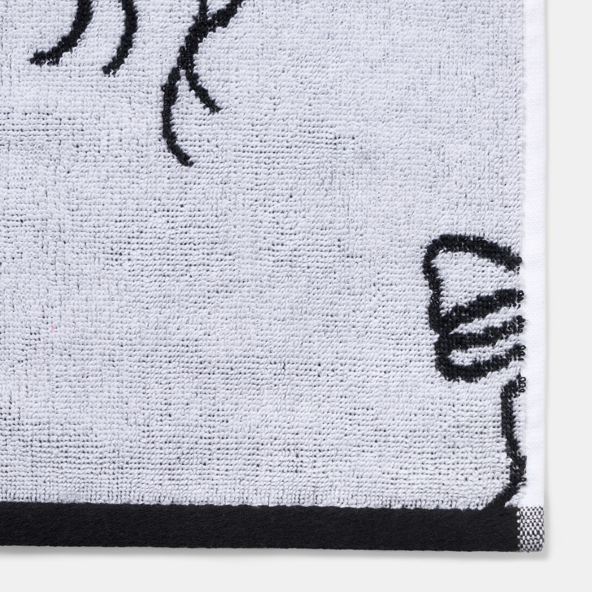 OHS 100% Cotton Bow Print Bath Towel - Monochrome>
