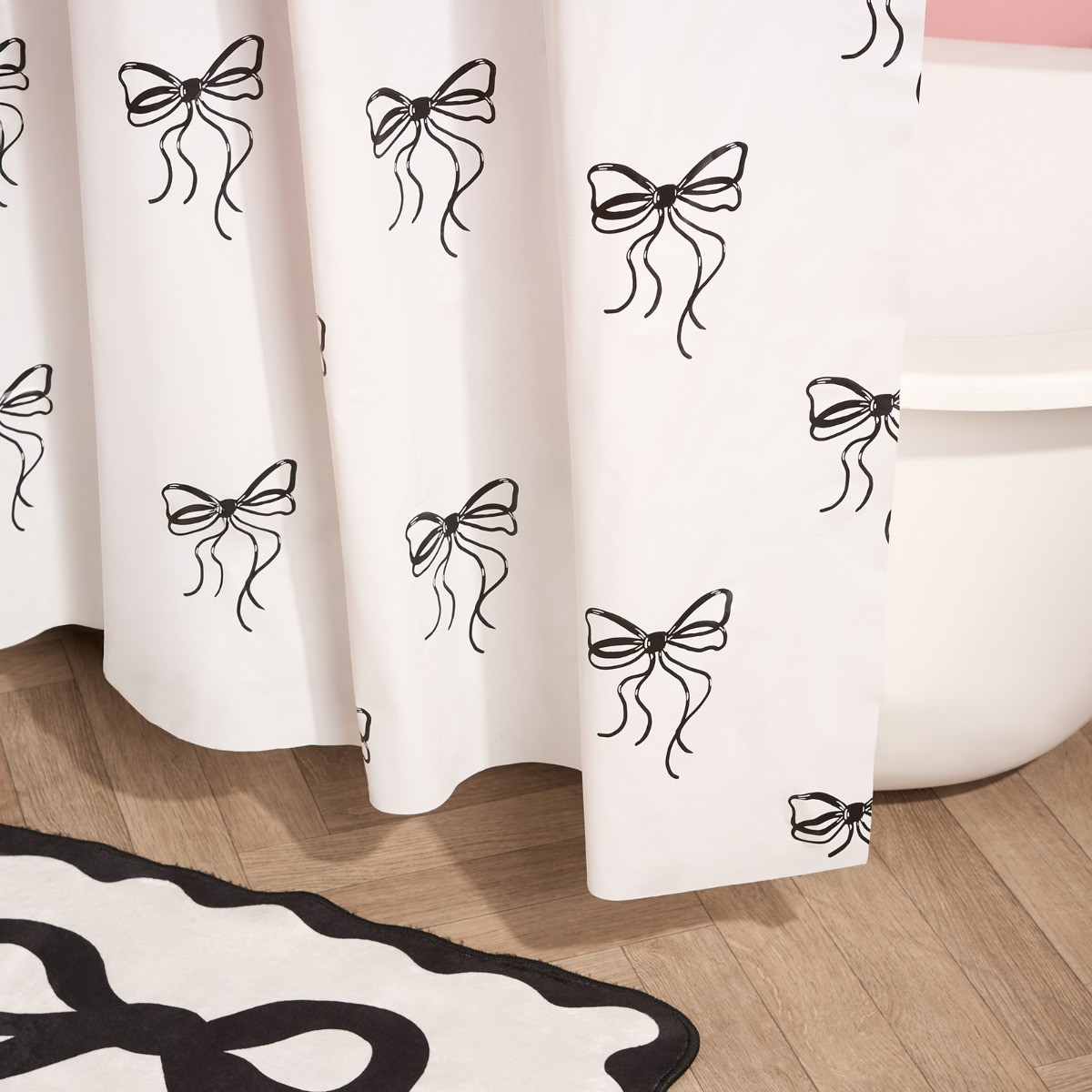 OHS Bow Print Shower Curtain - Monochrome>