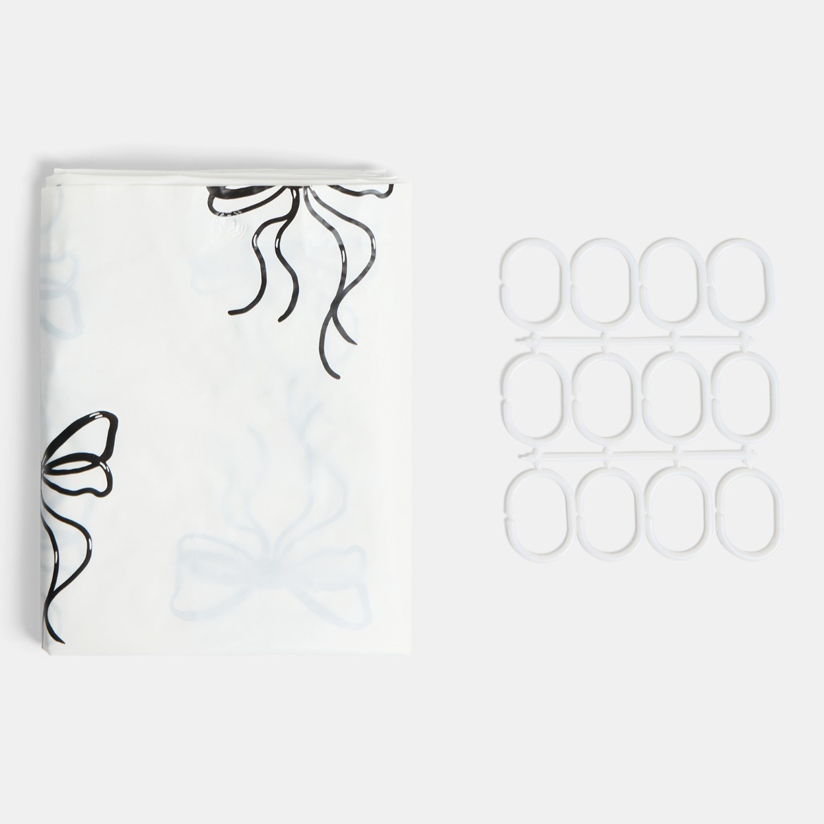 OHS Bow Print Shower Curtain - Monochrome>