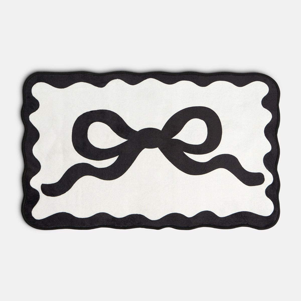 OHS Bow Print Velvet Bath Mat - Monochrome>