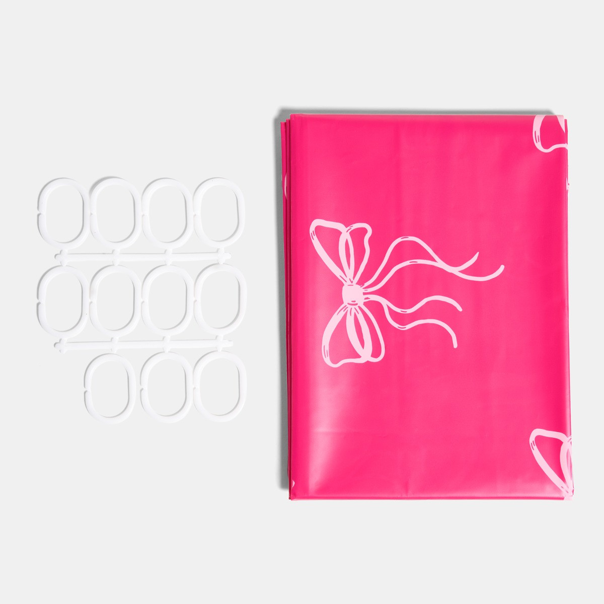 OHS Bow Print Shower Curtain - Hot Pink>