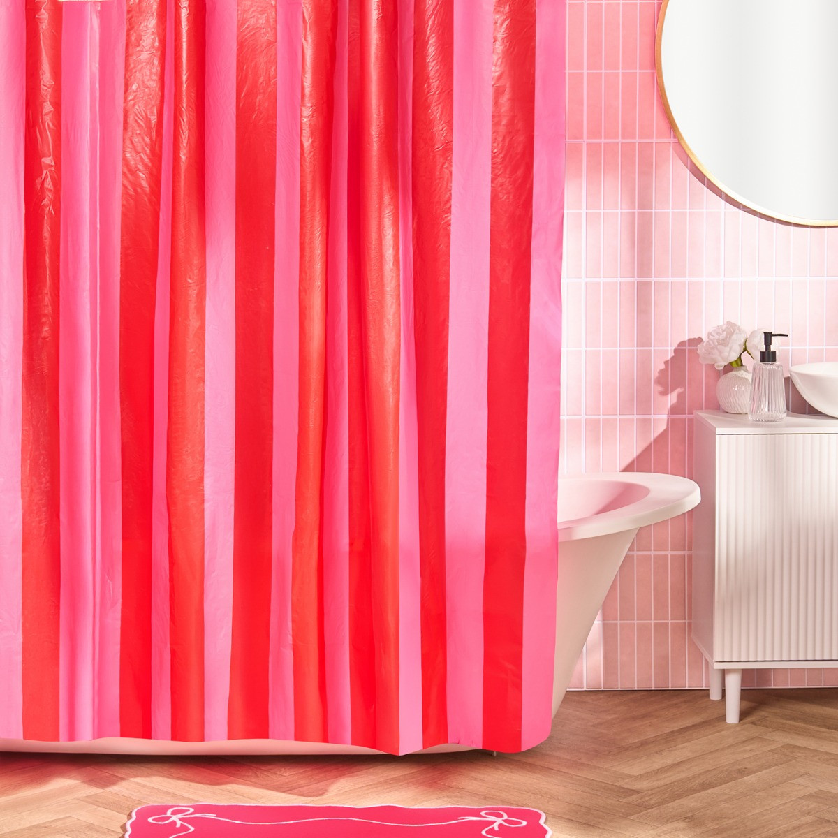 OHS Striped Shower Curtain - Pink >