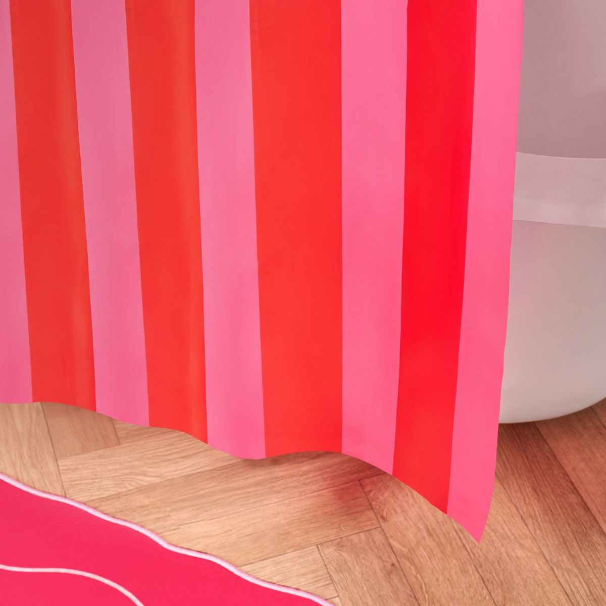 OHS Striped Shower Curtain - Pink >