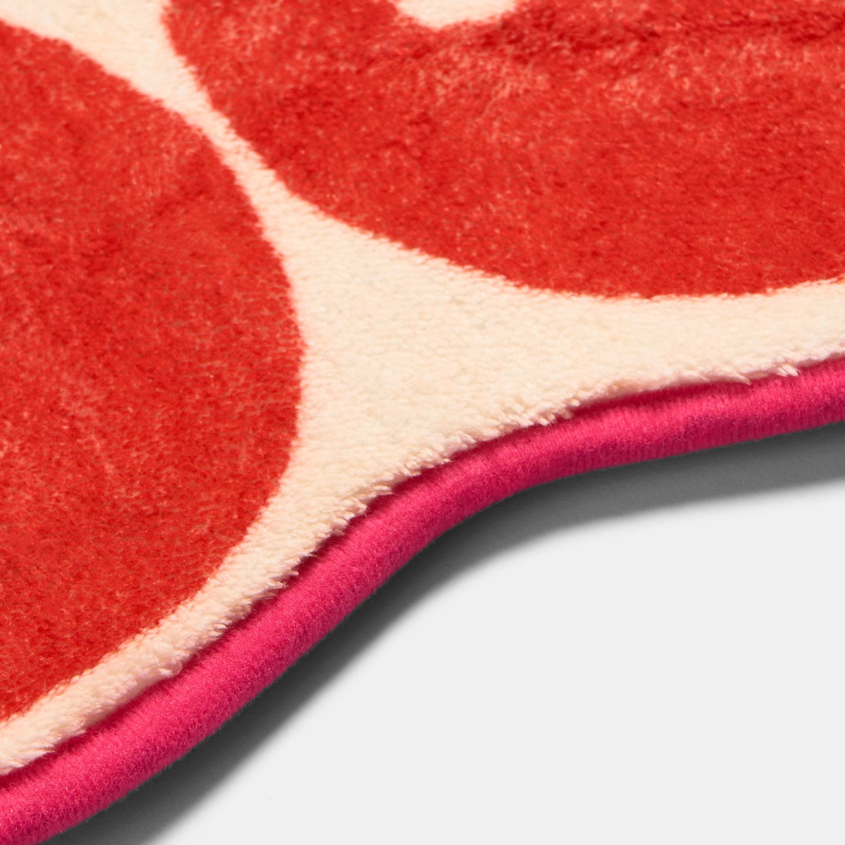 OHS Cherry Bow Print Velvet Bath Mat - Pink>