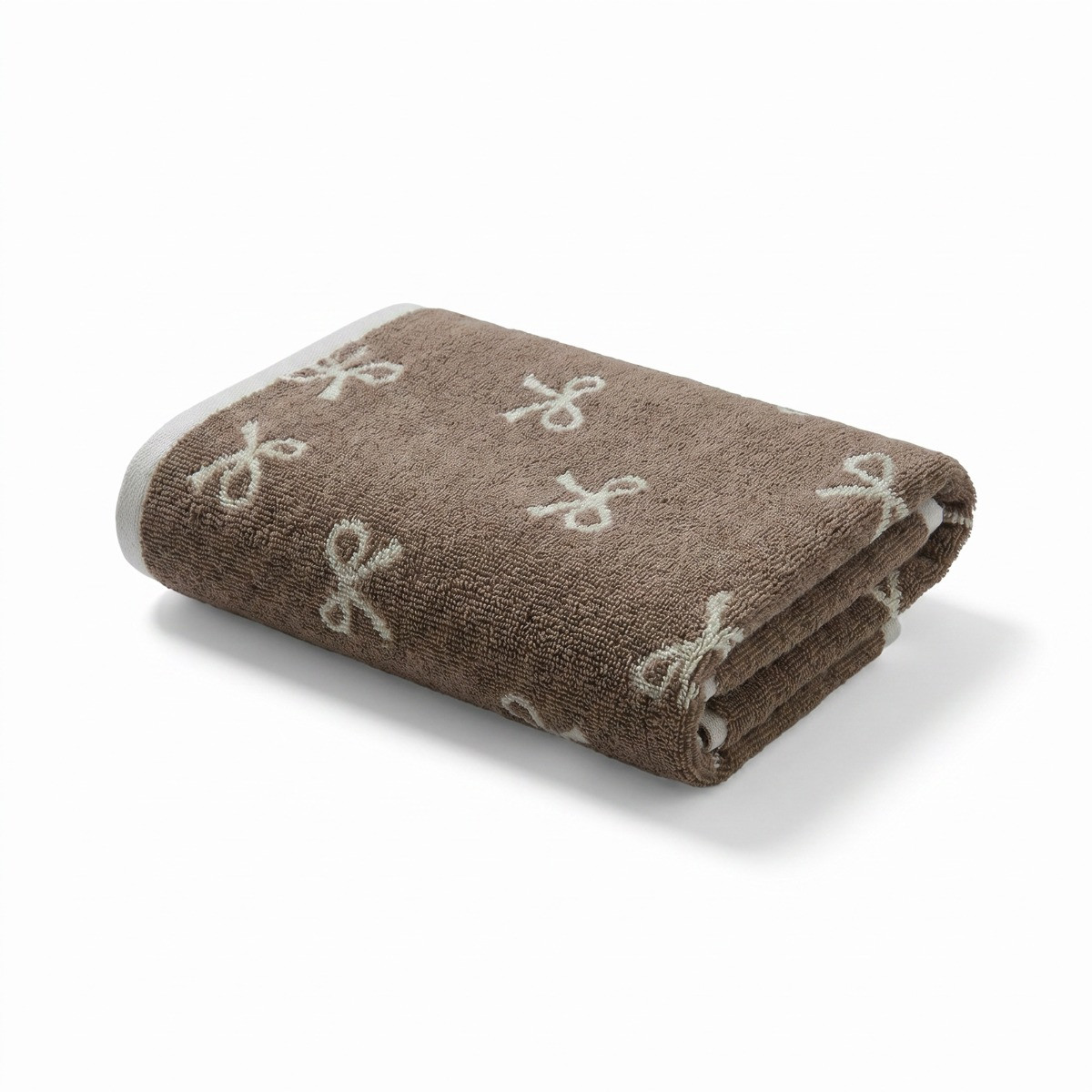 OHS 100% Cotton Bow Print Hand Towel - Natural>