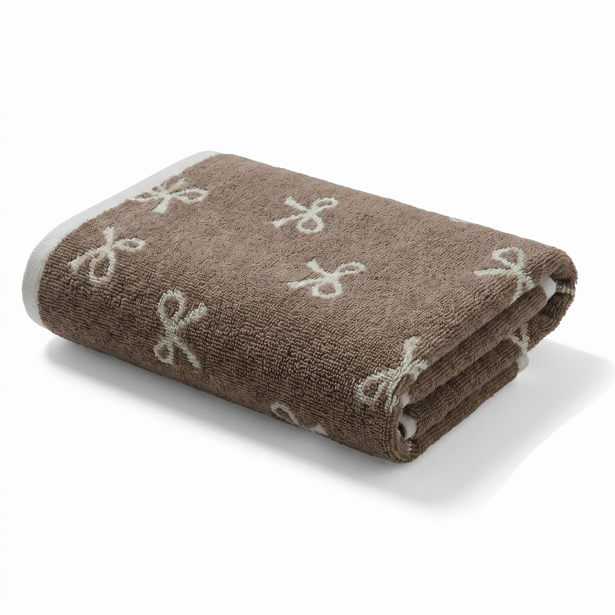 OHS 100% Cotton Bow Print Towel - Natural>