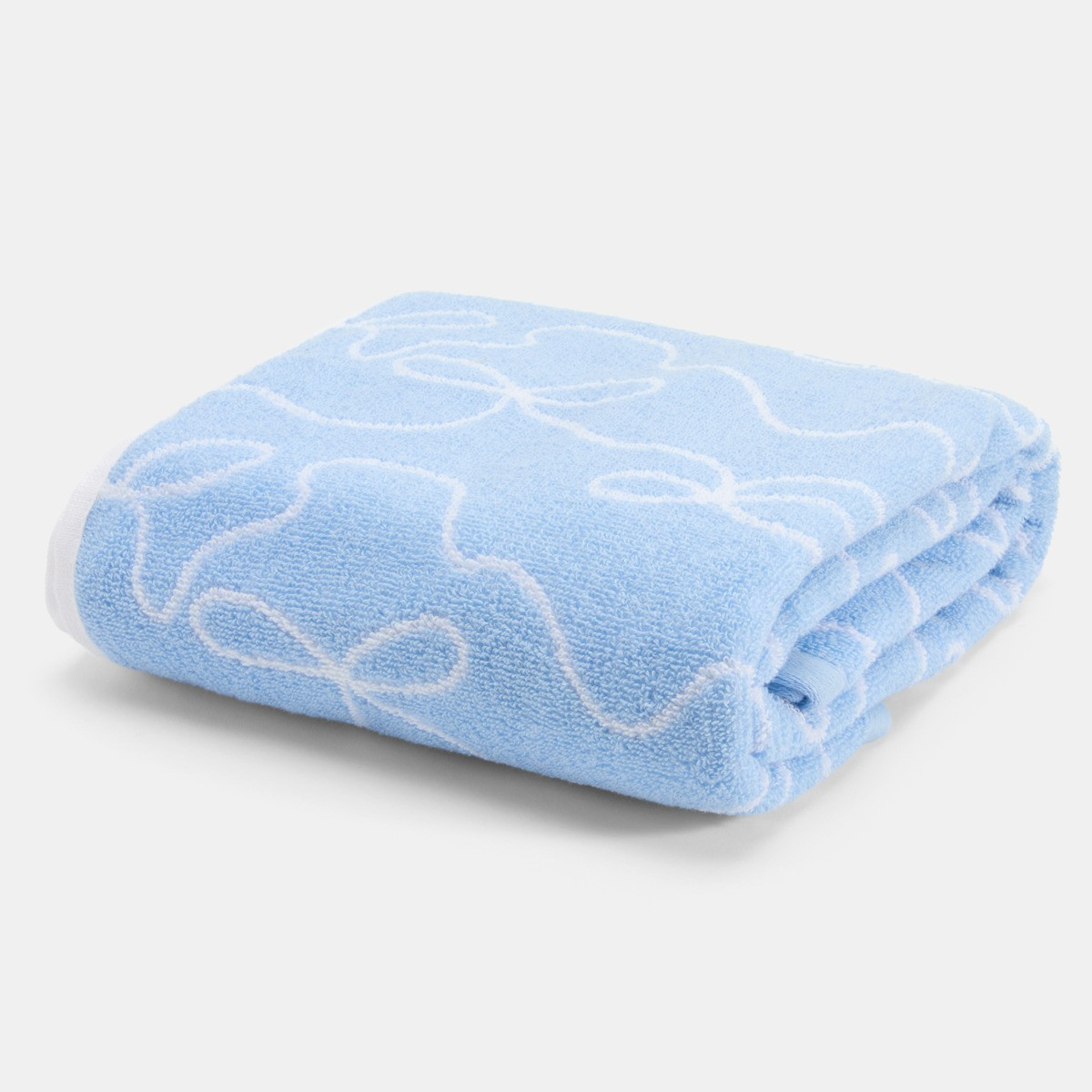 OHS 100% Cotton Bow Print Towel - Blue>