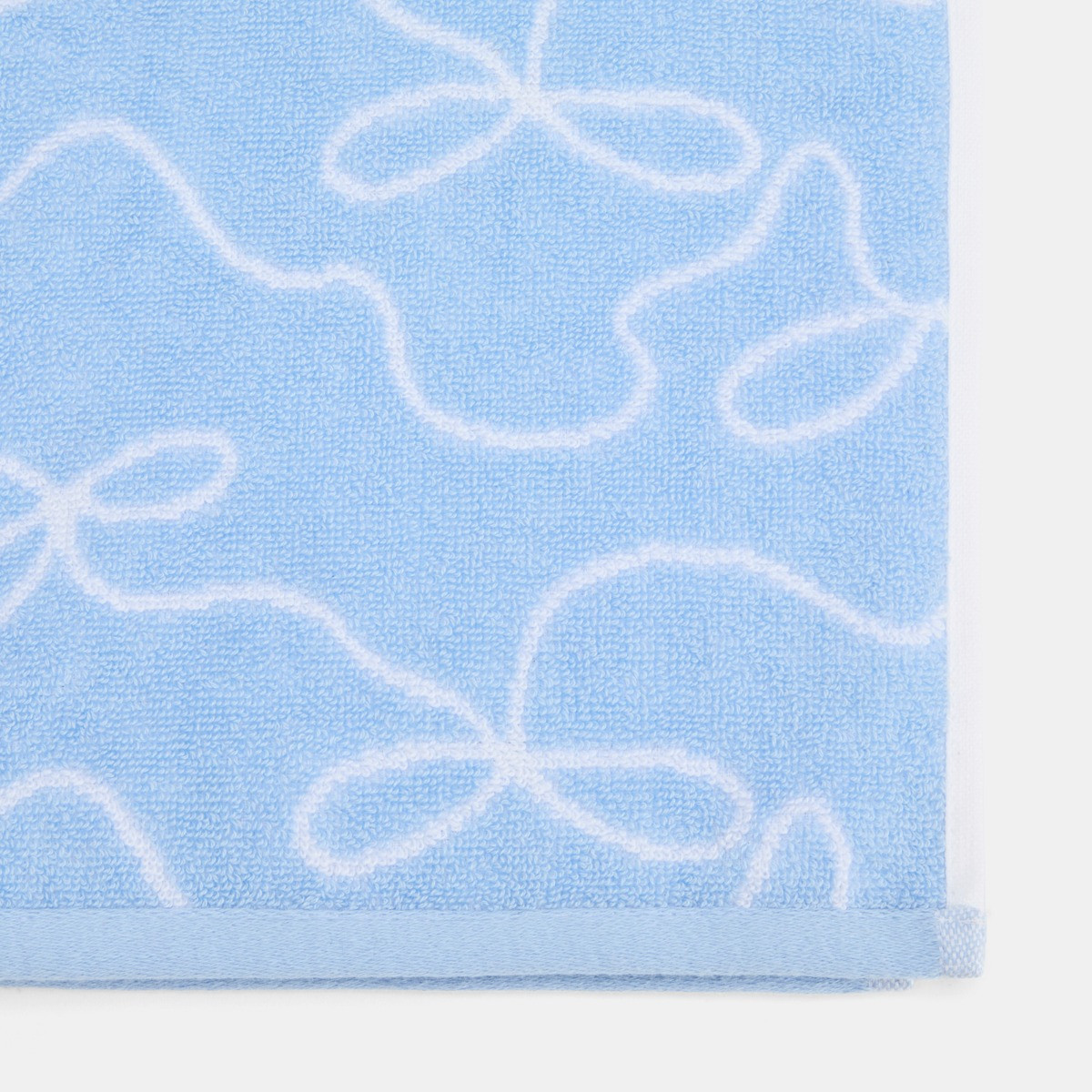 OHS 100% Cotton Bow Print Bath Towel - Blue>