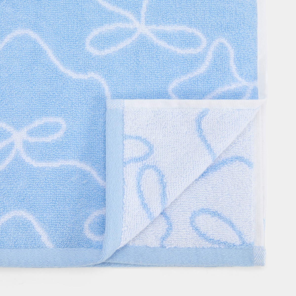OHS 100% Cotton Bow Print Bath Towel - Blue>