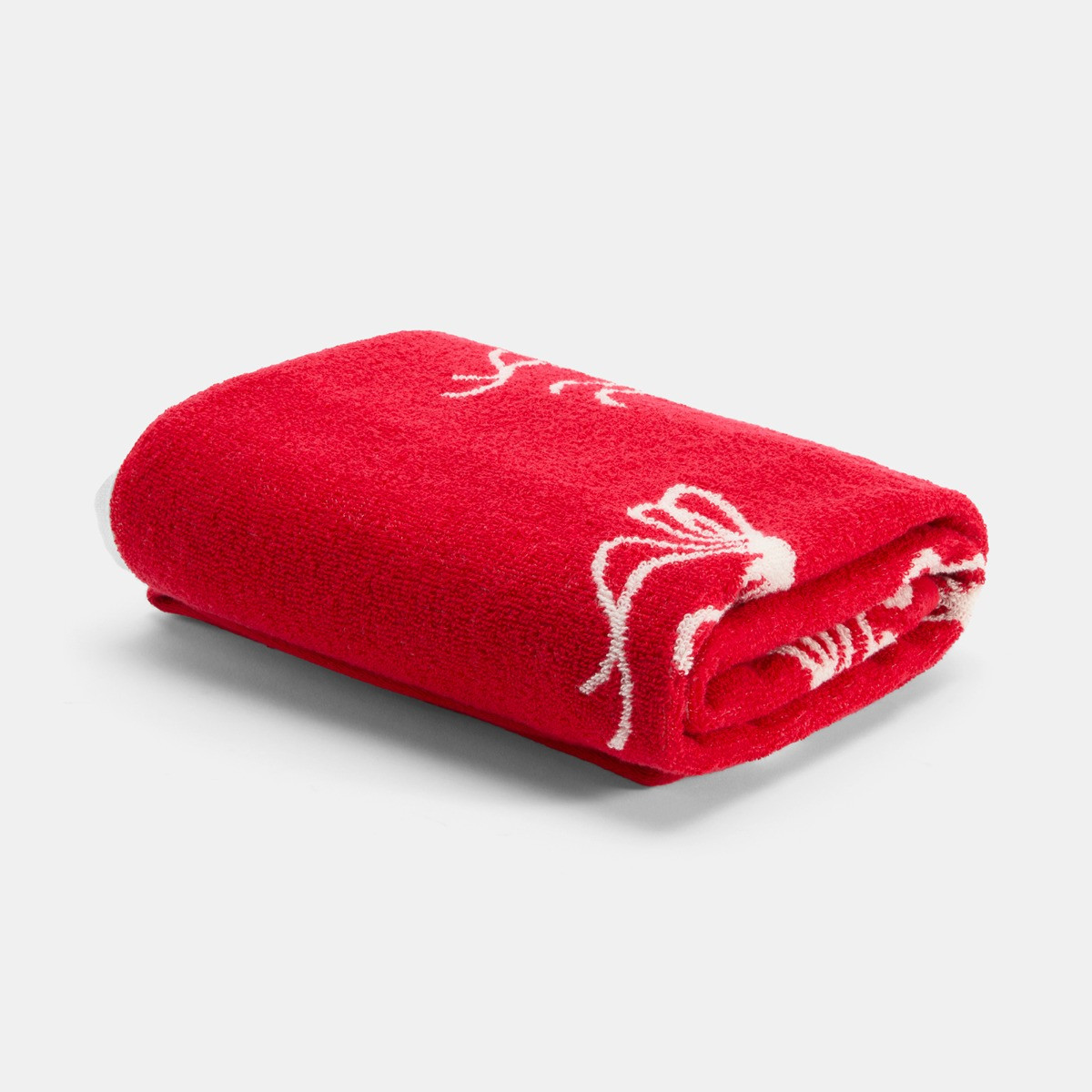 OHS 100% Cotton Bow Print Hand Towel - Red>