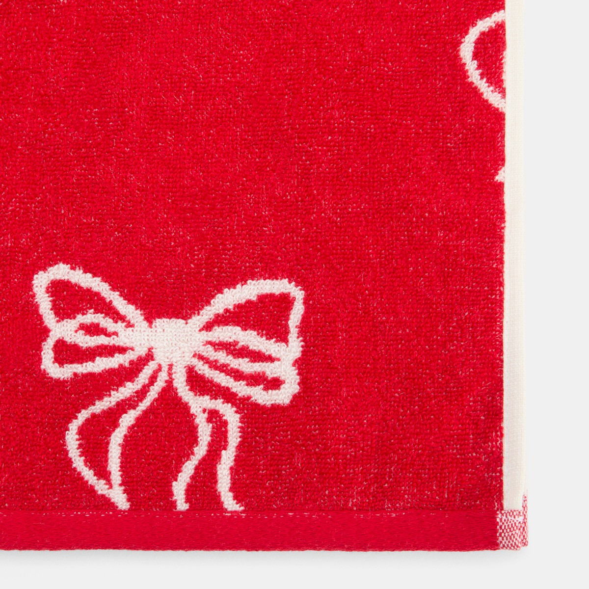 OHS 100% Cotton Bow Print Hand Towel - Red>