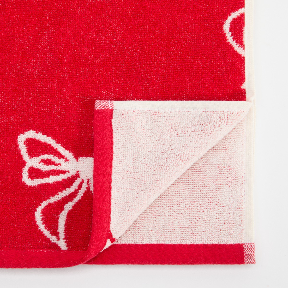 OHS 100% Cotton Bow Print Hand Towel - Red>