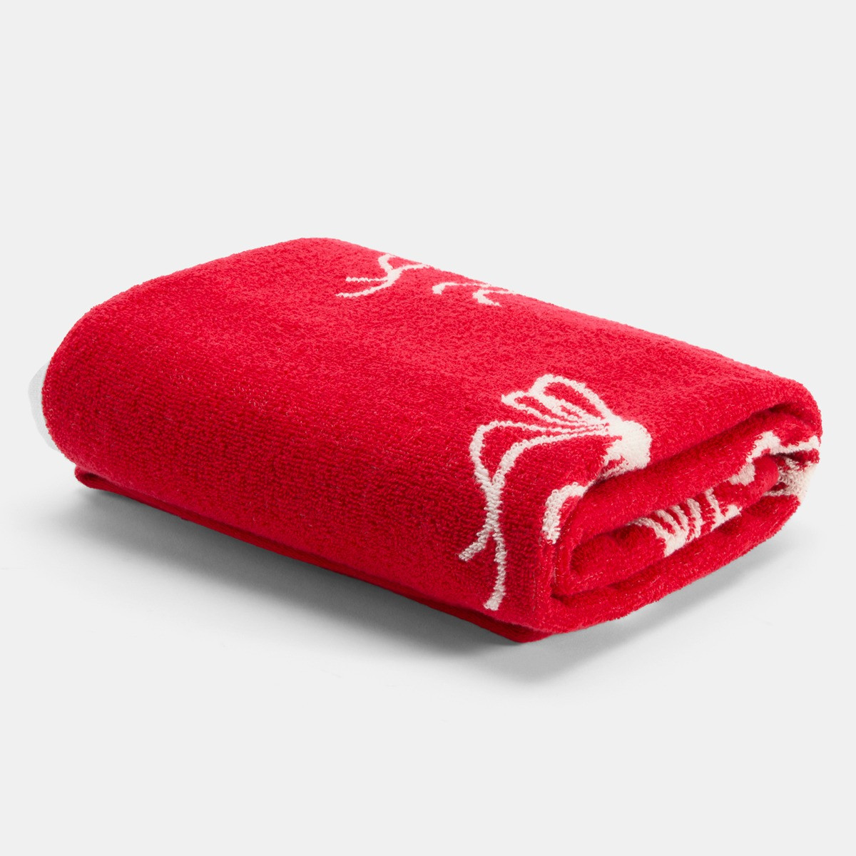 OHS 100% Cotton Bow Print Towel - Red>